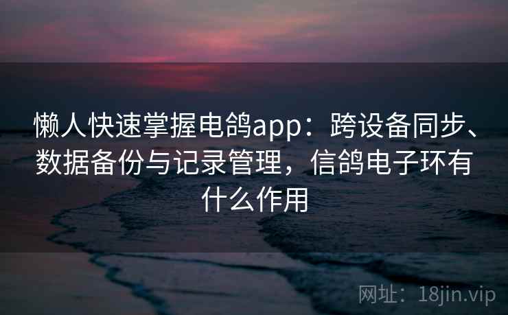 懒人快速掌握电鸽app：跨设备同步、数据备份与记录管理，信鸽电子环有什么作用  第1张