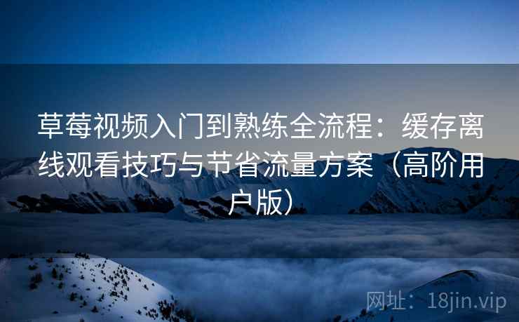 草莓视频入门到熟练全流程：缓存离线观看技巧与节省流量方案（高阶用户版）