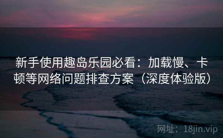 新手使用趣岛乐园必看：加载慢、卡顿等网络问题排查方案（深度体验版）